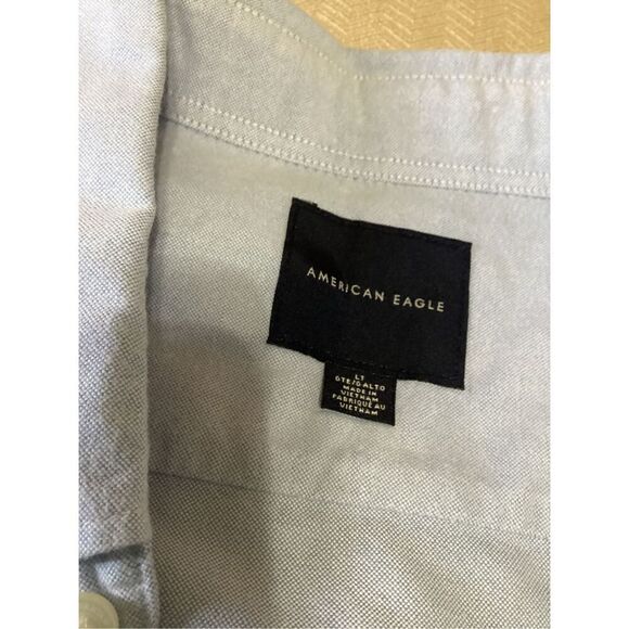 Men’s Classic Fit American Eagle Chambray Blue Dress Shirt LT - Picture 6 of 8